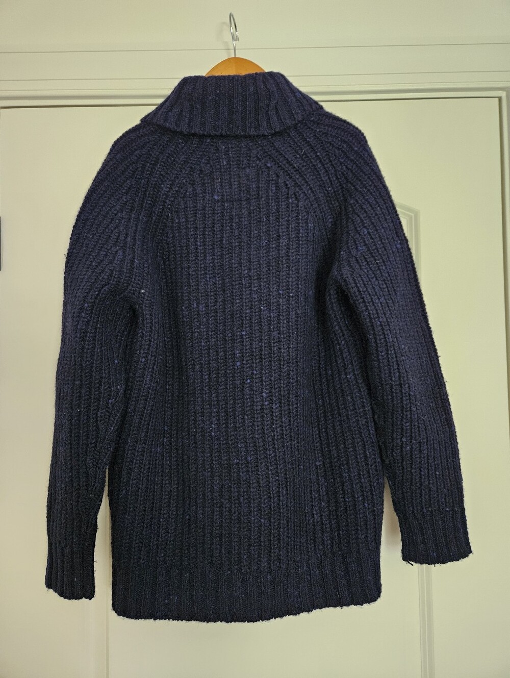Navy Donegal Wool Shawl Collar Cardigan - Picture 6 of 13